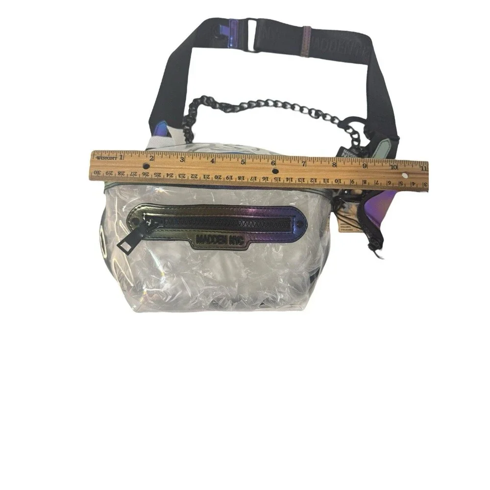 Madden NYC Clear Stadium Approved Iridescent Crossbody Purse Barrel Bag Fanny